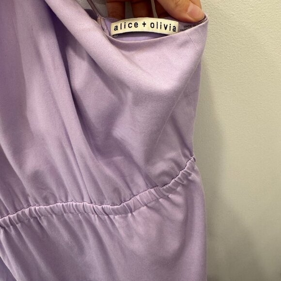 Alice + Olivia Hartley Tie Back Midi Dress in Lilac Size 14 - Picture 5 of 6
